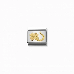 Nomination Composable Link Horseshoe, Four-Leaf Clover, 18K Gold