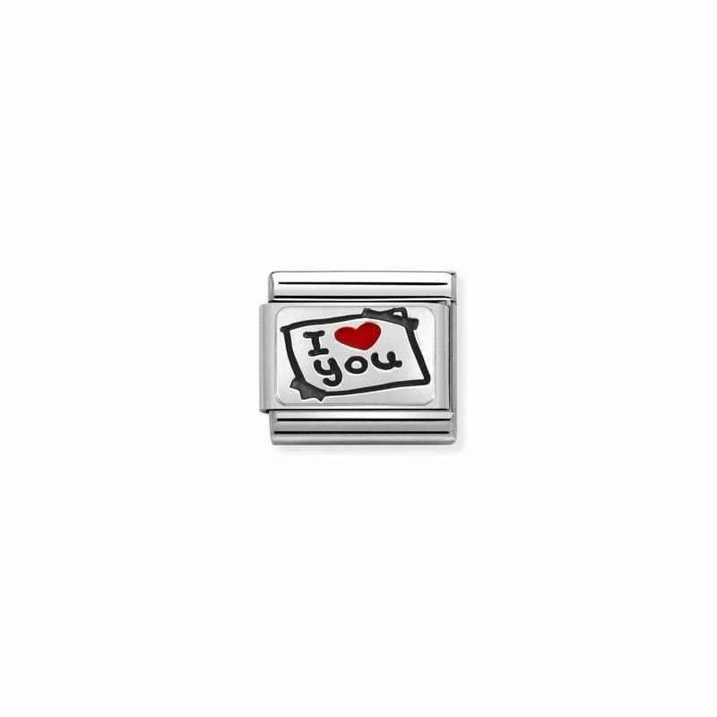Nomination Composable Link I Love You, Red Heart, Silver & Enamel