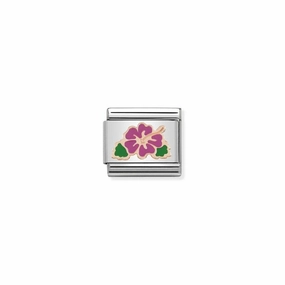 Nomination Composable Link Ibiscus, 9K Rose Gold & Enamel