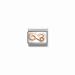 Nomination Composable Link Infinity, White Cubic Zirconia, 9K Rose Gold