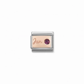 Nomination Composable Link January, Garnet Stone, 9K Rose Gold