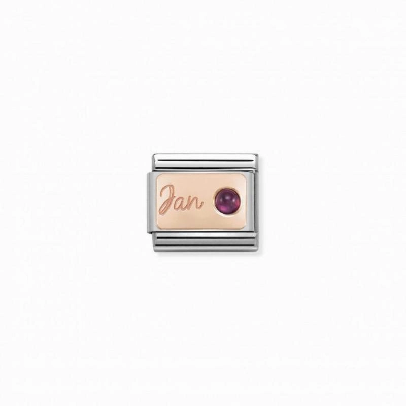 Nomination Composable Link January, Garnet Stone, 9K Rose Gold