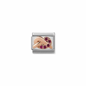 Nomination Composable Link Knot Love, Red Cubic Zirconia, 9K Rose Gold