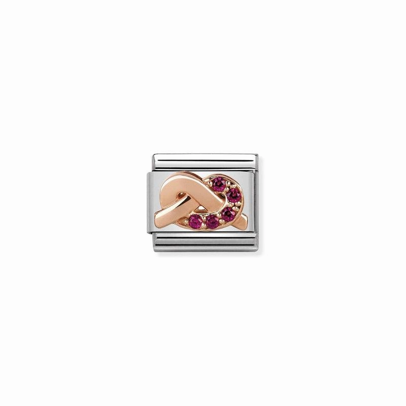 Nomination Composable Link Knot Love, Red Cubic Zirconia, 9K Rose Gold
