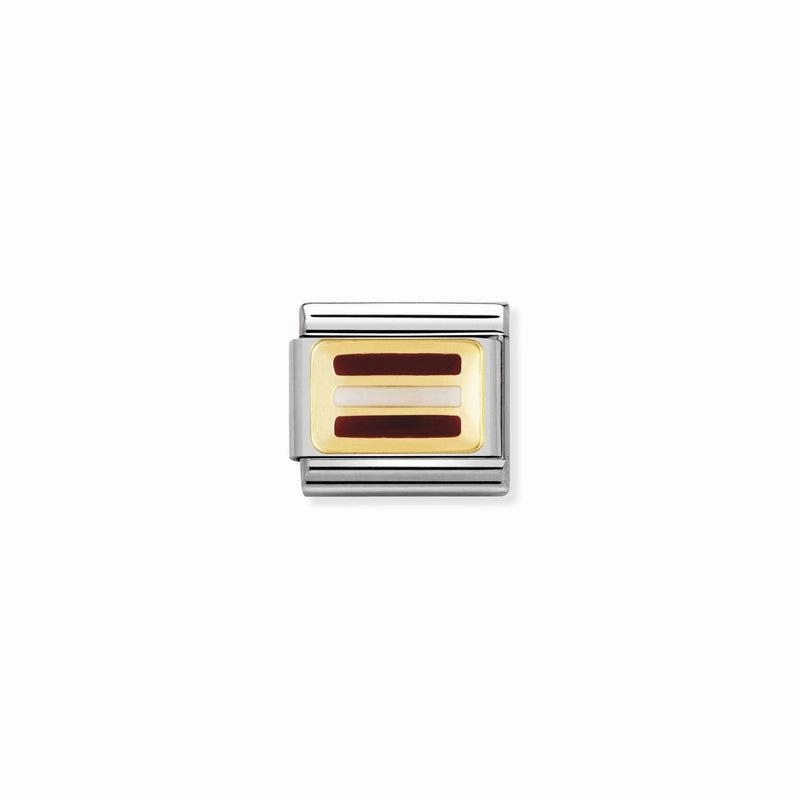 Nomination Composable Link Latvia Flag, 18K Gold & Enamel