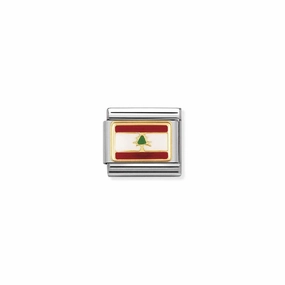 Nomination Composable Link Lebanon Flag, 18K Gold & Enamel