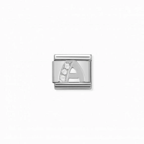 Nomination Composable Link Letter A, Cubic Zirconia, Silver
