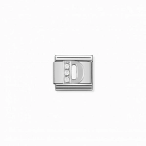 Nomination Composable Link Letter D, Cubic Zirconia, Silver