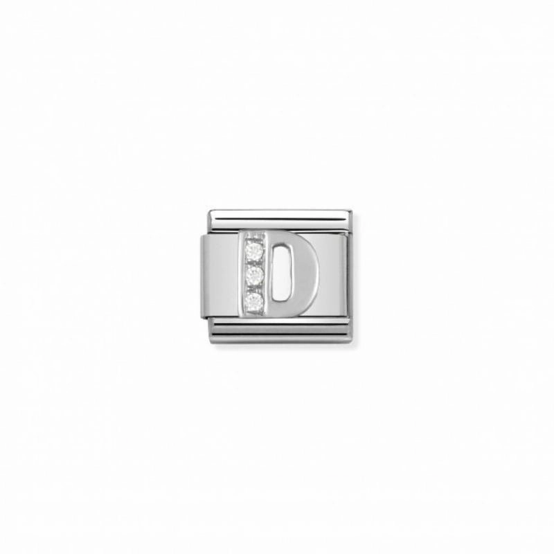 Nomination Composable Link Letter D, Cubic Zirconia, Silver