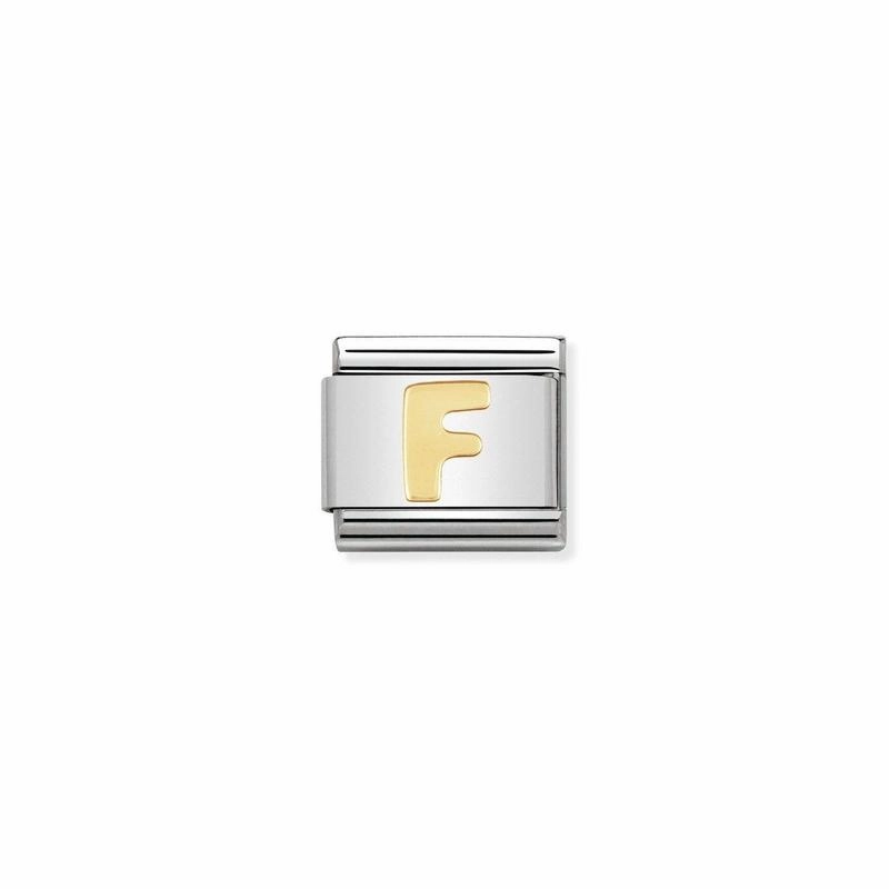 Nomination Composable Link Letter F, 18K Gold