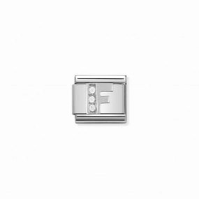 Nomination Composable Link Letter F, Cubic Zirconia, Silver