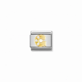 Nomination Composable Link Letter G, Cubic Zirconia, 18K Gold