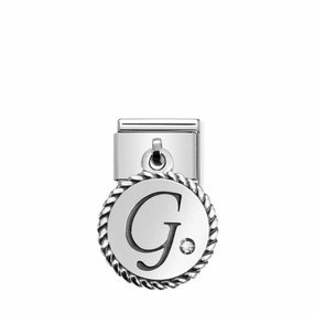 Nomination Composable Link Letter G Hanging Charm, Cubic Zirconia, Silver