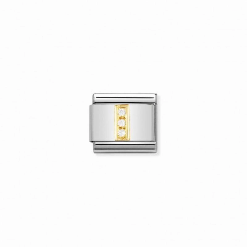 Nomination Composable Link Letter I, Cubic Zirconia, 18K Gold