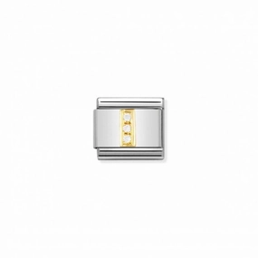 Nomination Composable Link Letter I, Cubic Zirconia, 18K Gold