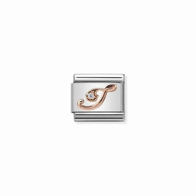 Nomination Composable Link Letter I, Cubic Zirconia, 9K Rose Gold