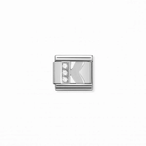 Nomination Composable Link Letter K, Cubic Zirconia, Silver