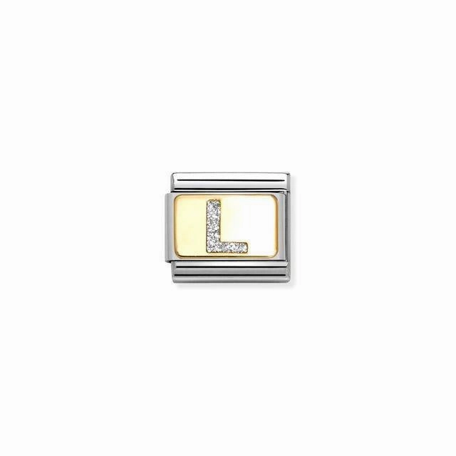 Nomination Composable Link Letter L, 18K Gold & Glitter Enamel