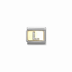Nomination Composable Link Letter L, 18K Gold & Glitter Enamel