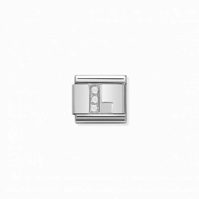 Nomination Composable Link Letter L, Cubic Zirconia, Silver