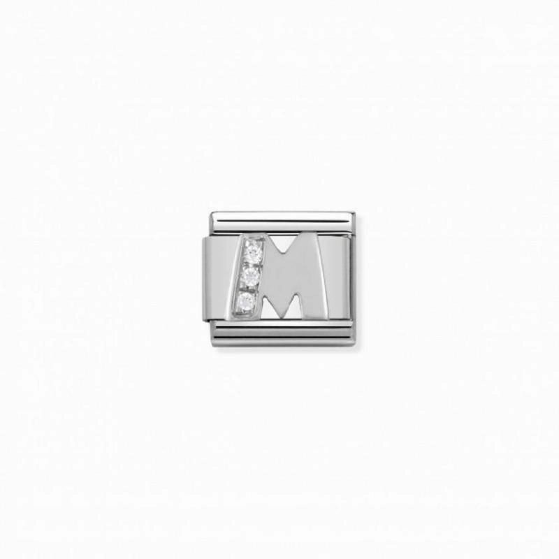 Nomination Composable Link Letter M, Cubic Zirconia, Silver