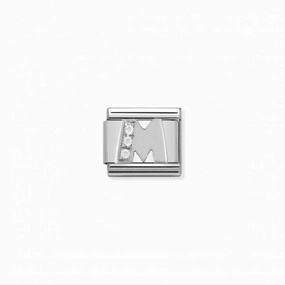 Nomination Composable Link Letter M, Cubic Zirconia, Silver