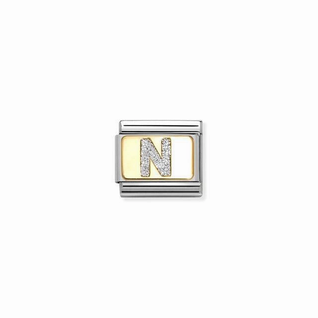 Nomination Composable Link Letter N, 18K Gold & Glitter Enamel