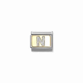 Nomination Composable Link Letter N, 18K Gold & Glitter Enamel