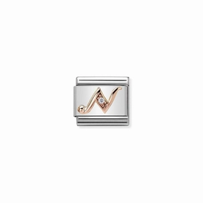 Nomination Composable Link Letter N, Cubic Zirconia, 9K Rose Gold