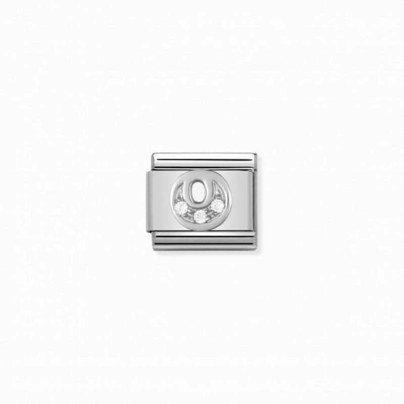 Nomination Composable Link Letter O, Cubic Zirconia, Silver