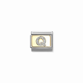 Nomination Composable Link Letter Q, 18K Gold & Glitter Enamel