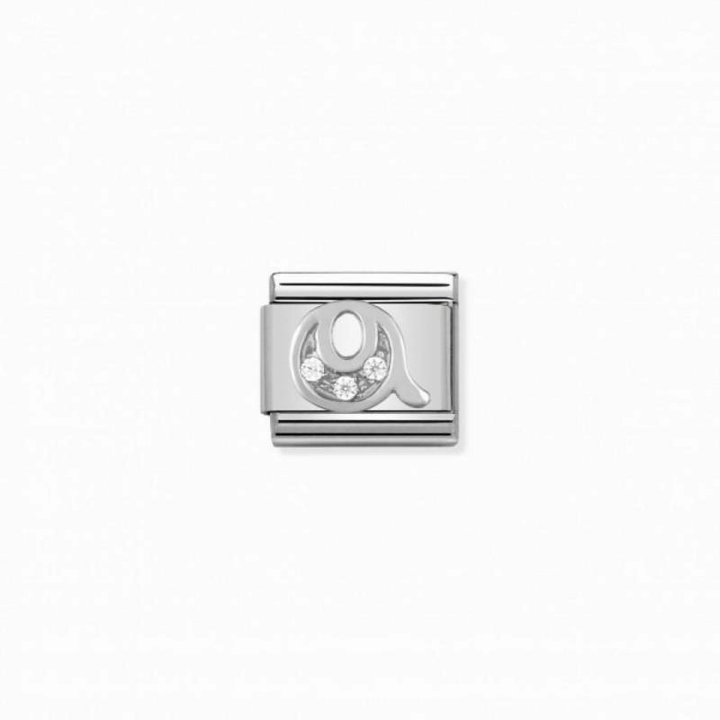 Nomination Composable Link Letter Q, Cubic Zirconia, Silver