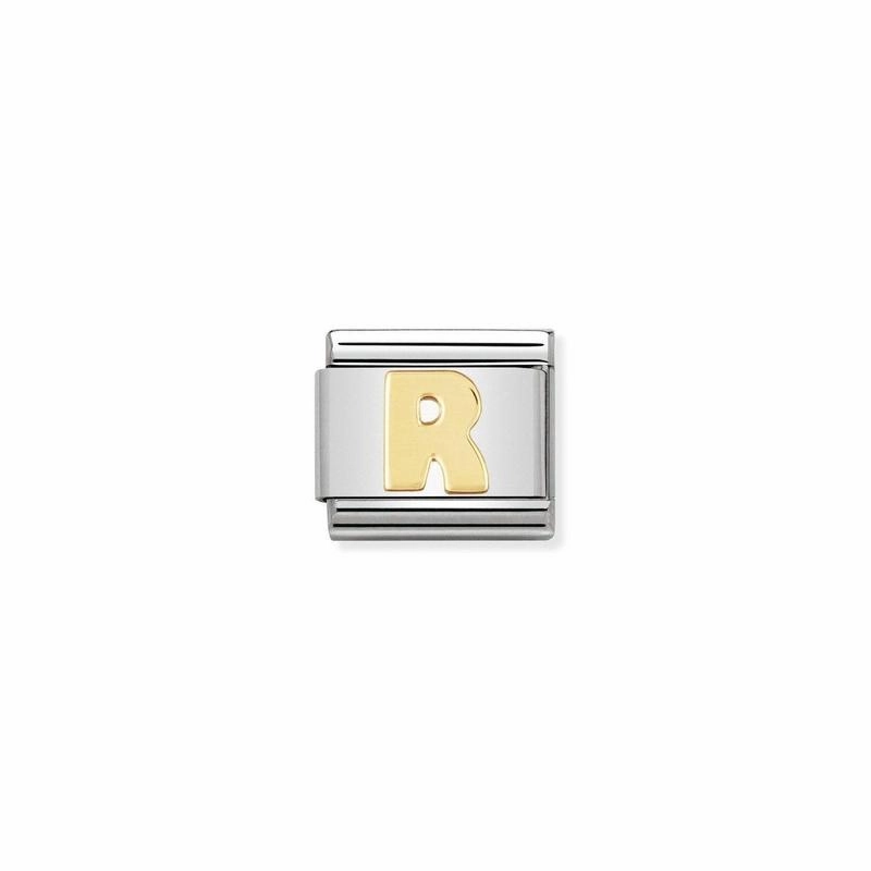 Nomination Composable Link Letter R, 18K Gold