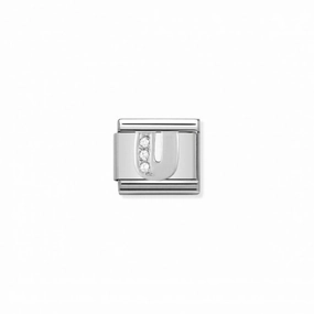 Nomination Composable Link Letter U, Cubic Zirconia, Silver
