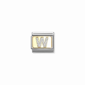 Nomination Composable Link Letter W, 18K Gold & Glitter Enamel