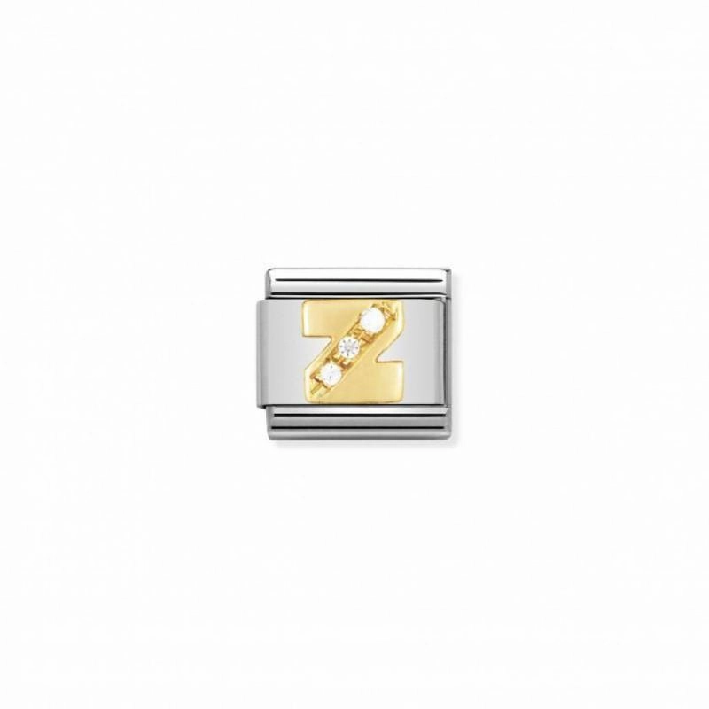 Nomination Composable Link Letter Z, Cubic Zirconia, 18K Gold