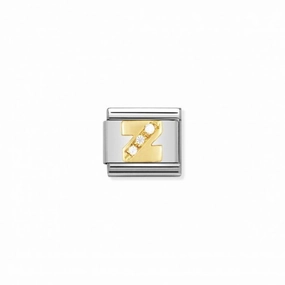 Nomination Composable Link Letter Z, Cubic Zirconia, 18K Gold
