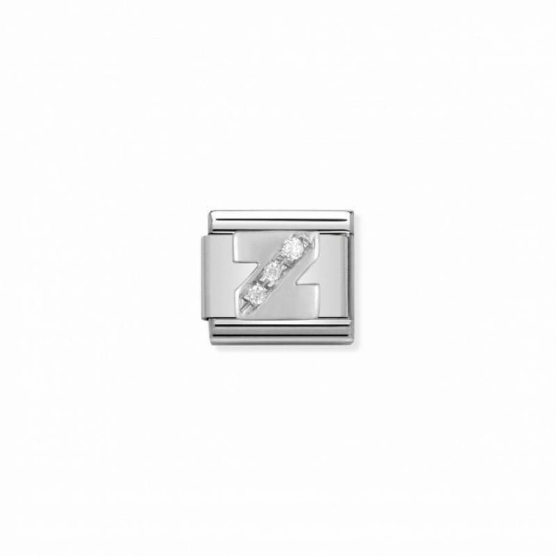 Nomination Composable Link Letter Z, Cubic Zirconia, Silver