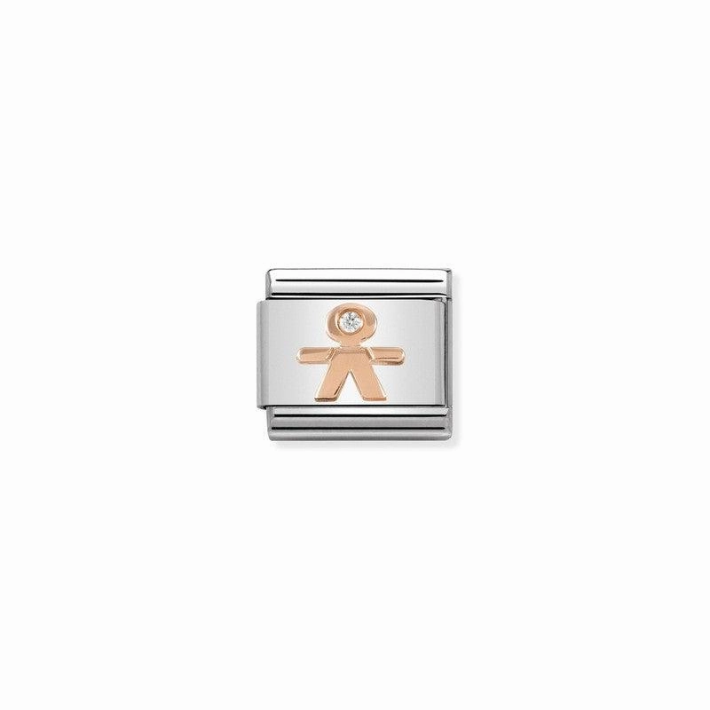 Nomination Composable Link Little Boy, Cubic Zirconia, 9K Rose Gold