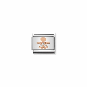 Nomination Composable Link Little Girl, Cubic Zirconia, 9K Rose Gold