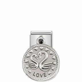 Nomination Composable Link Love Coin Hanging Charm, Silver