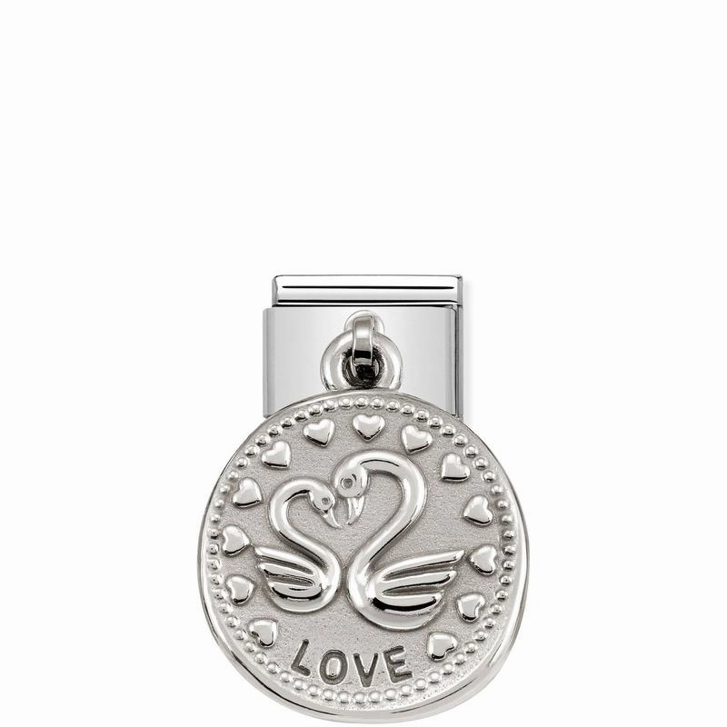 Nomination Composable Link Love Coin Hanging Charm, Silver