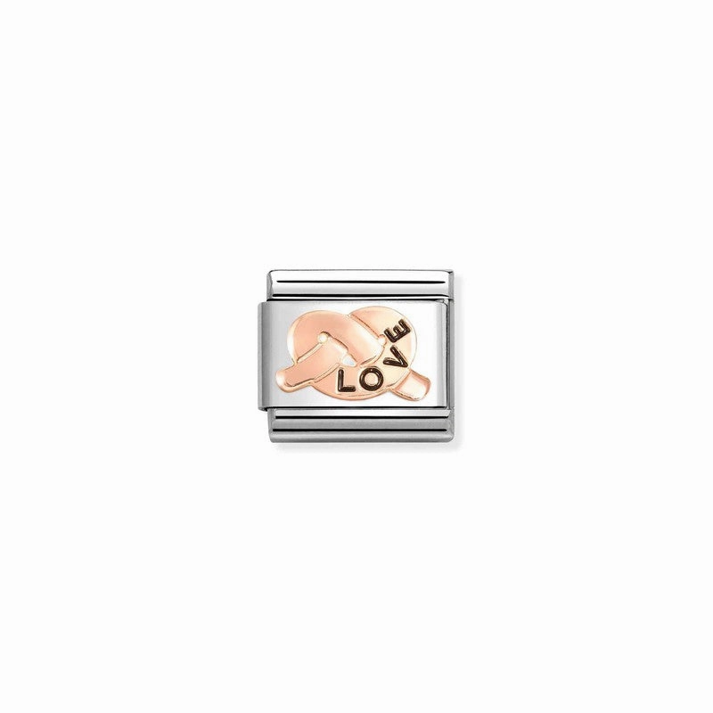 Nomination Composable Link Love Promises Knot, 9K Rose Gold & Enamel