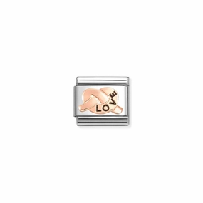 Nomination Composable Link Love Promises Knot, 9K Rose Gold & Enamel