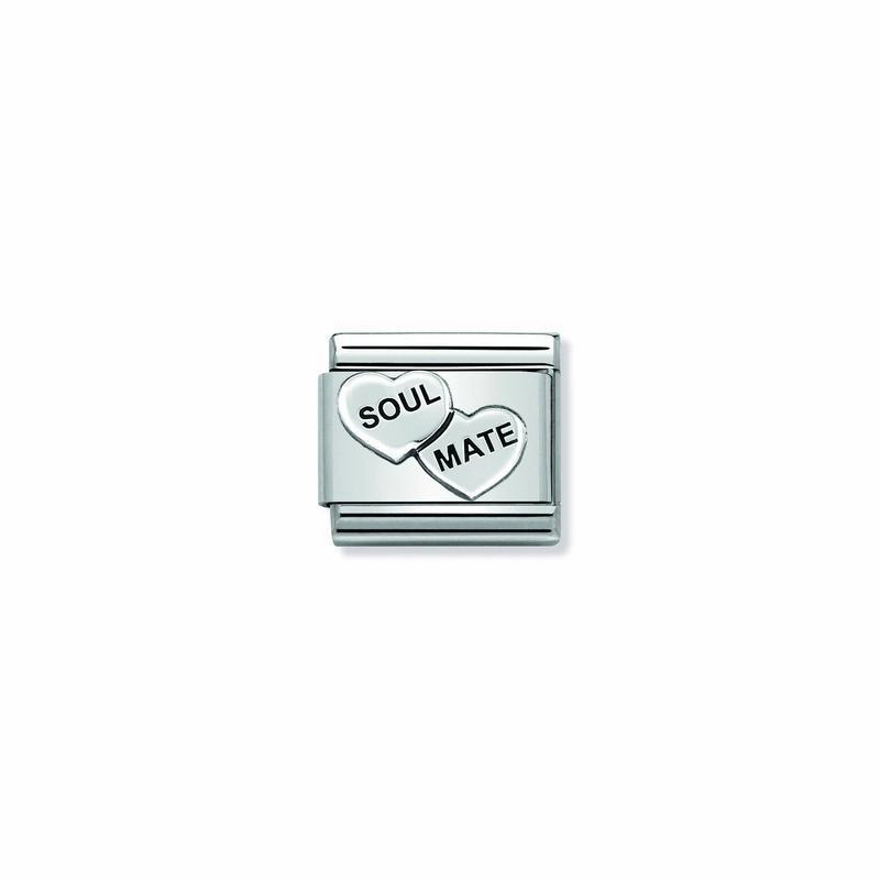 Nomination Composable Link Love Soul Mate Hearts, Silver