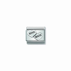 Nomination Composable Link Love Soul Mate Hearts, Silver