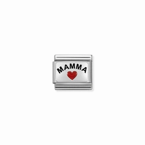 Nomination Composable Link Mamma With Heart, Silver & Enamel