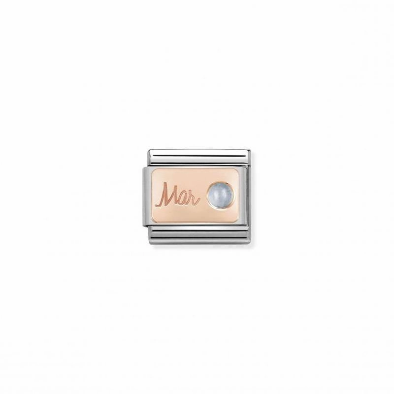 Nomination Composable Link March, Aquamarine Stone, 9K Rose Gold
