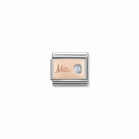 Nomination Composable Link March, Aquamarine Stone, 9K Rose Gold
