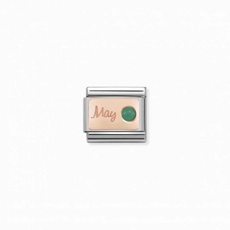 Nomination Composable Link May, Emerald Stone, 9K Rose Gold